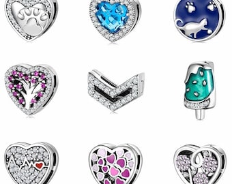 Charm de corazón con clip en plata de ley 925: Cuenta para pulsera Pandora