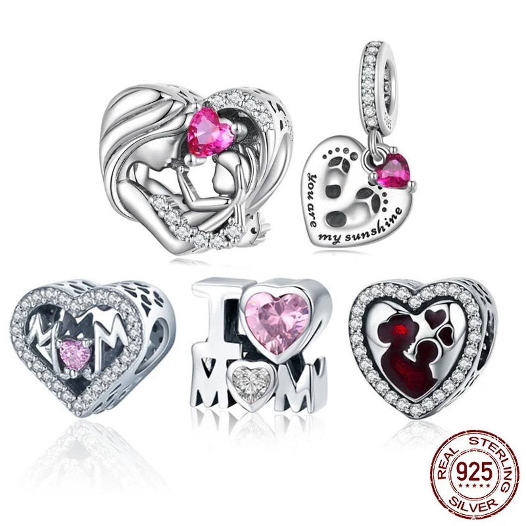 Pink Charms Pandora Mama Pink Zircon Mother-child 925 Sterling