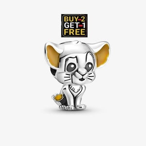 Sterling Silver Simba Charm: 925 Silver Dangle Bead