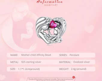 Regalo Madre Zirconia Abalorio SEVENWELL Plata Ley 925 - Diseño Rosa Familiar | Zirconia Cúbica | Regalo Madre/Hija/Hermana Dije Rosa Familiar