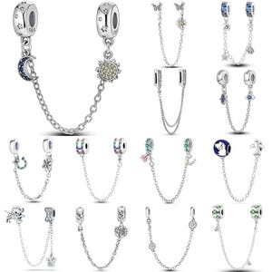 Reflection Charm, Reflexions Mesh Bracelet Charms, Clip Charm, Silver Charm ,Sun And Moon Series Safety Chain Charm Fit For Pandora Bracelet
