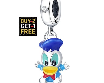 Donald Duck Sterling Silber Anhänger, Disney inspiriert Bead