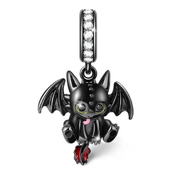 Sterling Silver Toothless Dragon Charm: Fit Pandora Compatible