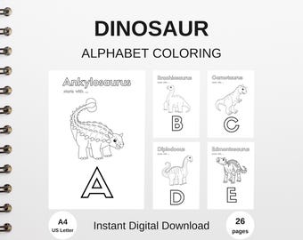 Dinosaur Alphabet Coloring Pages | ABC Dino Theme (printable Download ...