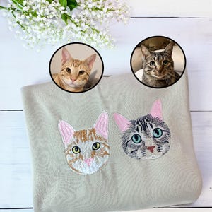 Cat Sweatshirt Embroidered For Grandma Using Photo Portrait - Custom Embroidered Sweatshirt with Cat Name -  Nana Crewneck - Christmas Gift