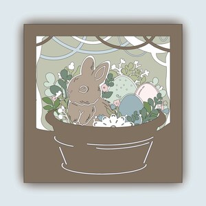 Projet de papier de PÂQUES | Boîte d'ombre de Pâques | fichier svg pour machine de découpe | papier stratifié | Modèle Cricut SVG PNG | Créations 3D en papier avec un lapin de Pâques