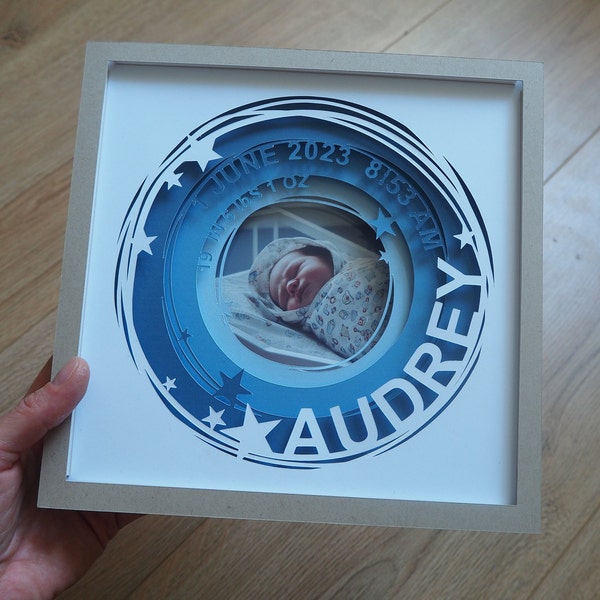 Baby stats Photo frame template | Baby first picture frame | Baby shadow box | file svg for cutting machine | file cricut | Baby photo frame