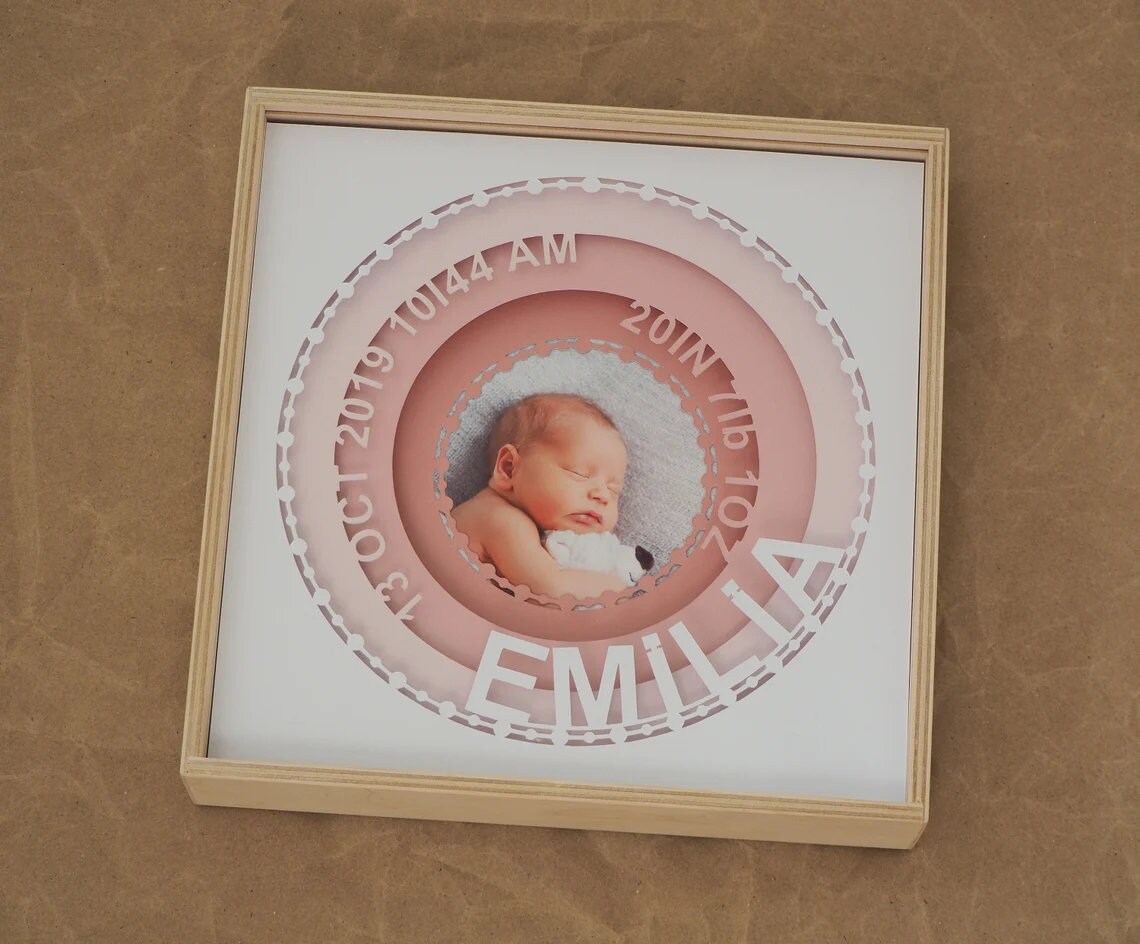 Baby Stats Photo Frame Template | Baby First Picture Frame Shadow Box ...