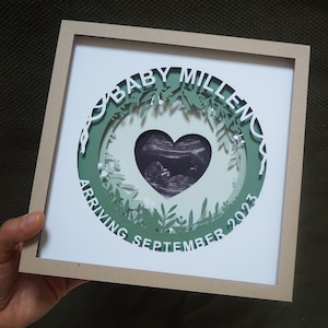 Babymitteilung | Baby scannen Fotorahmen Vorlage | Baby-Ultraschall-Bilderrahmen | Baby Schattenkasten | svg Cricut | digitale Babymitteilung