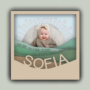 Baby birth stats Shadow Box, Baby photo frame, baby birth stats SVG, For Cricut and Silhouette, Baby Picture Shadow Box, layered template