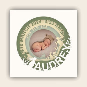 Baby birth stats | Baby stats Photo frame template | Baby first picture frame | Baby shadow box | file svg for cutting machine | file cricut