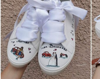 Scarpe da ginnastica personalizzate con cravatta da sposa, scarpe da ginnastica da sposa, scarpe da ginnastica da sposa, regalo di nozze, scarpe da sposa personalizzate, regalo di nozze d'arte, regalo di nozze