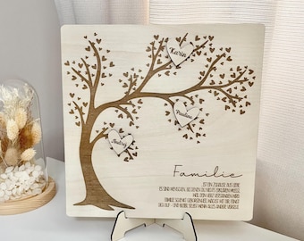 Personalized wooden family tree – family tree with name & desired text – gift for parents, grandparents, personalized gift