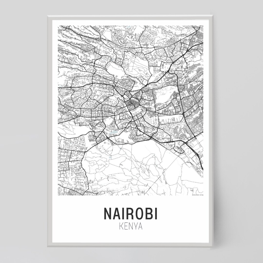 Nairobi Map Nairobi Map Prints Nairobi City Print City - Etsy