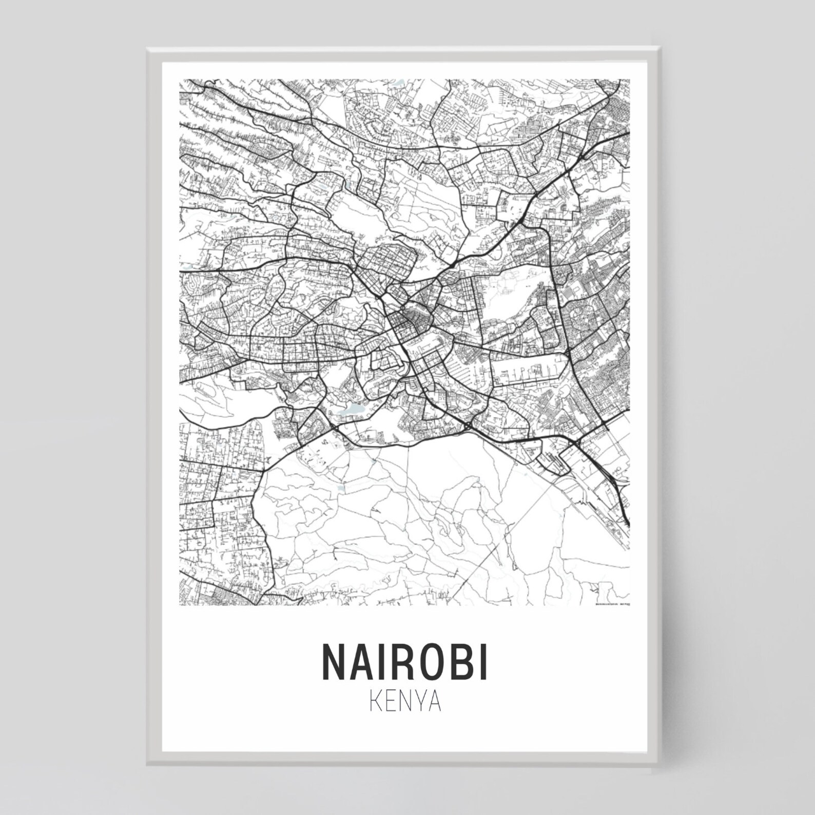 Nairobi Map Nairobi Map Prints Nairobi City Print City - Etsy