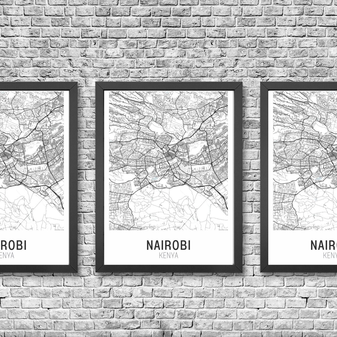 Nairobi Map Nairobi Map Prints Nairobi City Print City - Etsy
