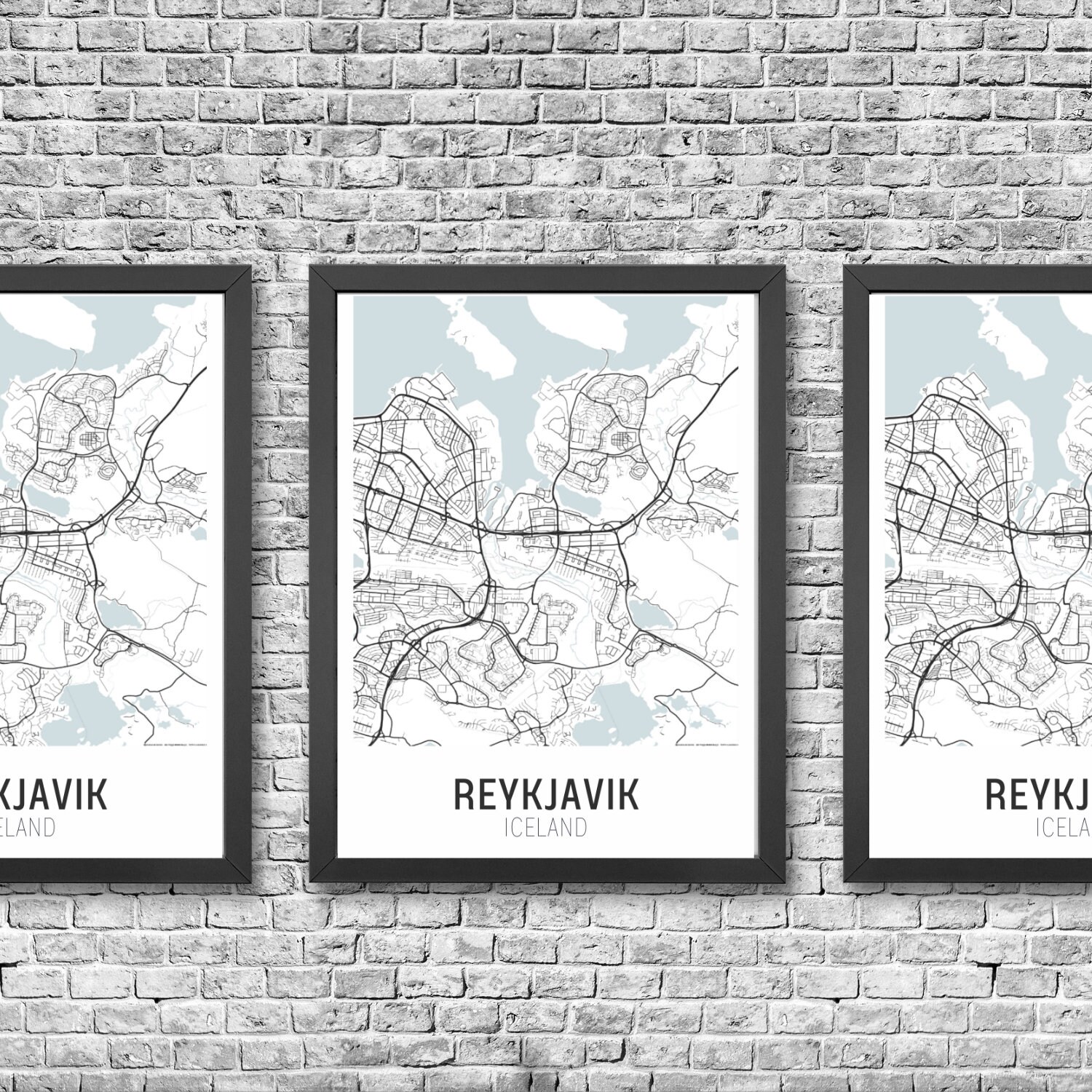 Reykjavik Map Reykjavik Map Prints Reykjavik City Print City Map ...