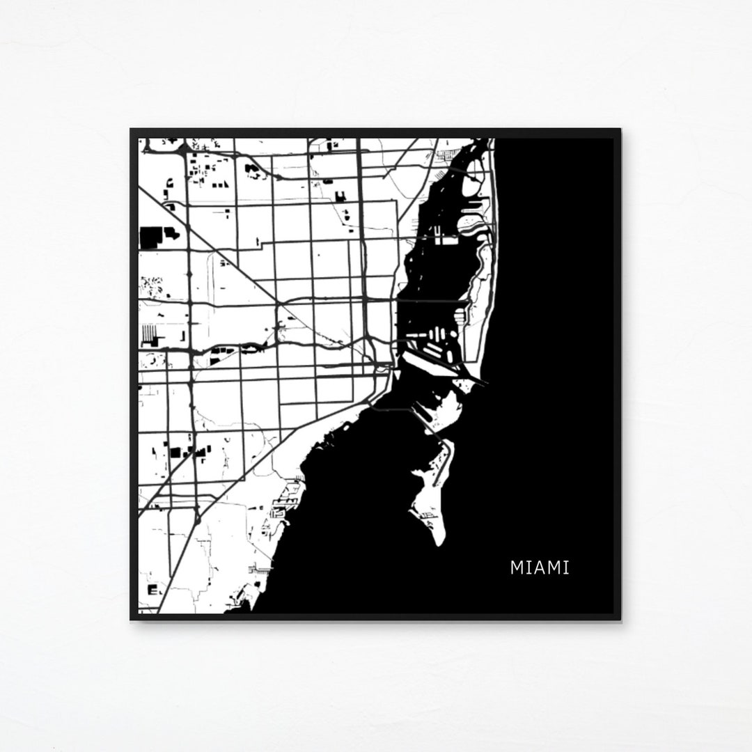 Miami Map Miami Map Prints Miami City Print City Map Instant Download ...