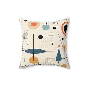 Retro 50s Throw Pillow, Mid-Century Modern Decor image 8