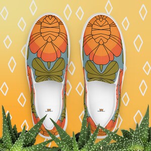 Women’s Floral Slip-On Canvas Shoes Comfortable Casual Floral Sneakers Lightweight Breathable Shoes
