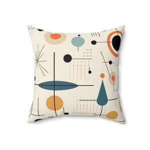 Retro 50s Throw Pillow, Mid-Century Modern Decor image 10
