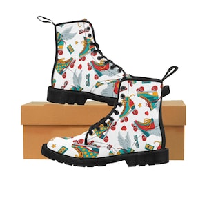 Retro Boots Combat Boots Womens Motorcycle Boots Biker Boots Back to the 90s Girls White Boots Women&#39;s Canvas Boots