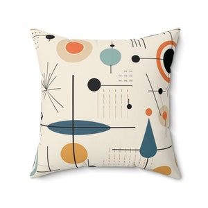 Retro 50s Throw Pillow, Mid-Century Modern Decor image 2