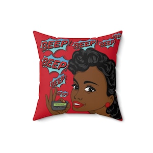 80s Throwback Beeper Pager Mix Tape  50s Style Retro Pillow Polyester Square Pillow