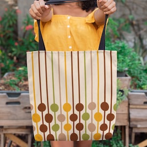 Retro Tote Bag - Funky Vintage Accessory for Men, Women, Grandma - Book Bag, Grocery Tote, Statement Piece - Lightweight and Durable