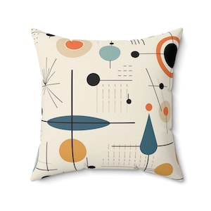 Retro 50s Throw Pillow, Mid-Century Modern Decor image 1