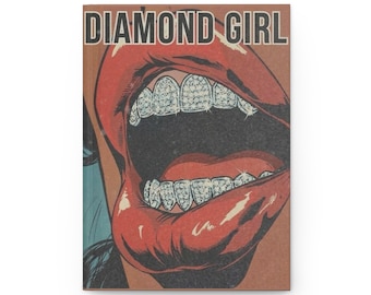 Diamond Girl Lips with Grillz Hardcover Journal | Pop Art Retro Comic Style