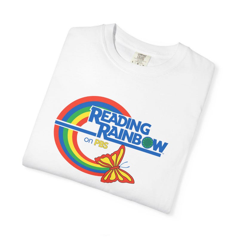 Reading Rainbow Retro Rainbow Butterfly T-shirt | Vintage Logo image 6