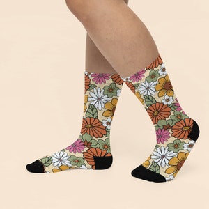 Colorful Socks Funky Socks Flower Print Floral Print Women Socks Novelty Socks Cute Socks Cheer Up Gift