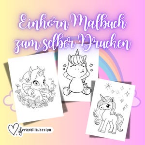 Unicorn coloring book - as direct digital print, for self-printing - coloring templates, coloring pages for children, coloring pictures, coloring templates