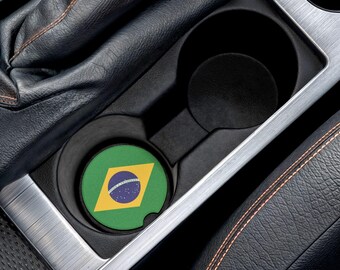 Brazilian Flag Soapstone Car Coaster: Eco-Friendly Auto Decor