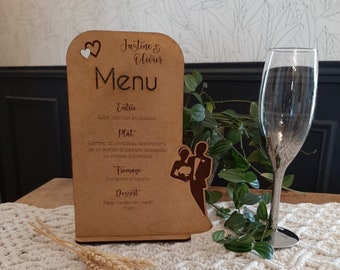 Menu de mariage en bois personnalisable