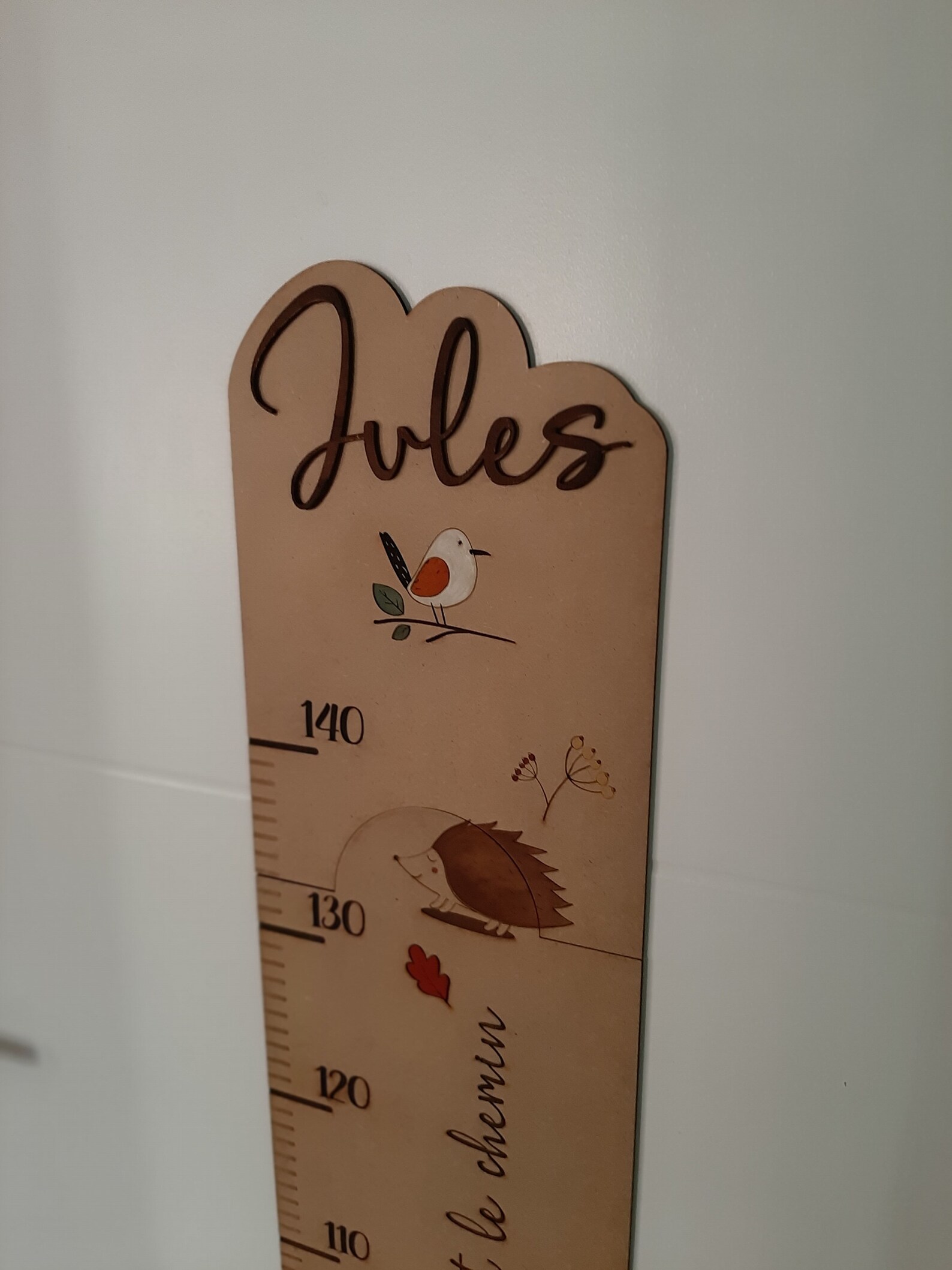 Toise De Croissance Amovible Pour Enfants - En Toile, 200 Cm De Long, Avec Cadre En Bois - Décoration Murale Chambre, Suivi Taille
