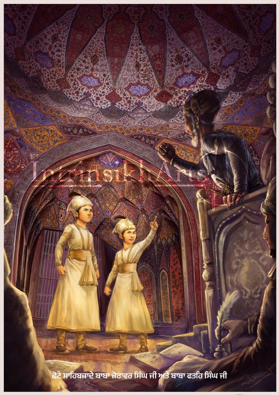 Chardikala - Sahibzaade face off against Wazir Khan - Canvas print