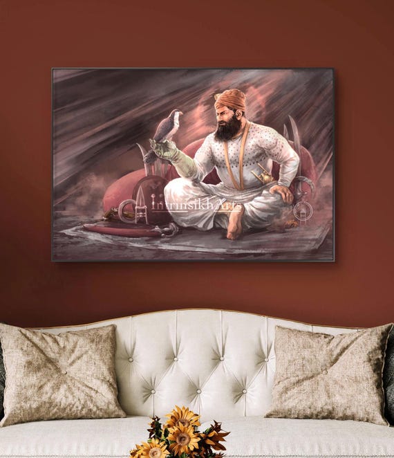 Guru Hargobind Ji: Dal Bhanjan Gur Soorma - Fine Art Print