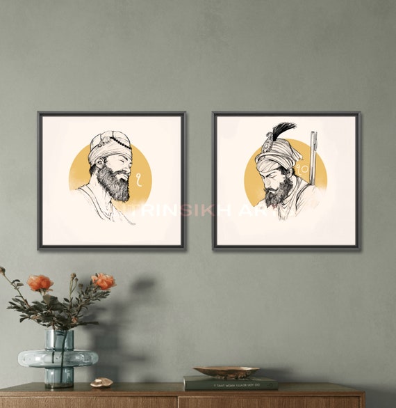 The 10 Sikh Gurus Framed Canvas Prints