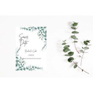 Watercolour eucalyptus invite, digital invite, instant download, wedding instant download