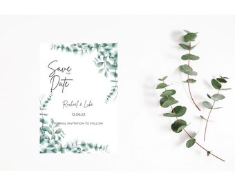 Aquarel eucalyptus uitnodigen, digitale uitnodiging, instant download, bruiloft instant download