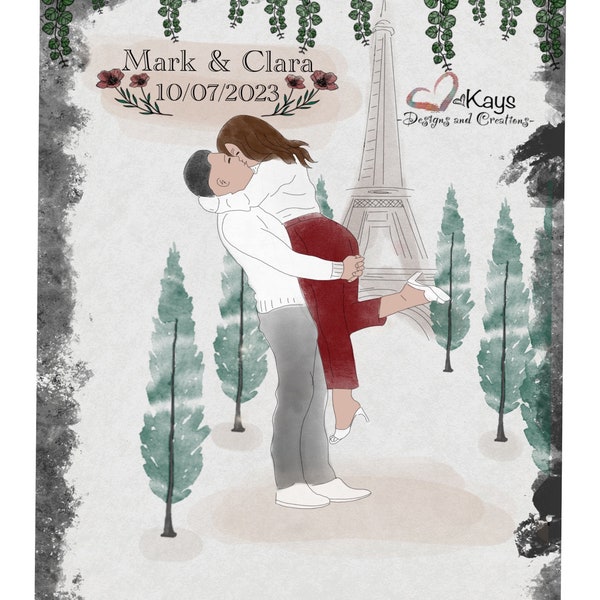 Faire part marriage personnalisé-Cartoon couple personnalisé-portrait couple personnalisé-cadeau saint valentin