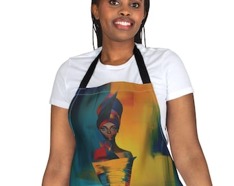 Black Woman Art Apron | Afrocentric Portrait Kitchen Apron | Melanin Queen Gift