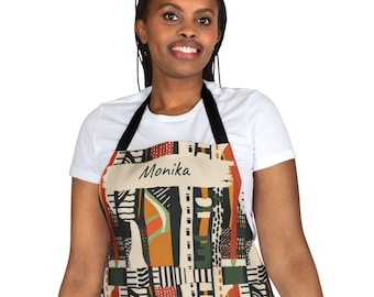 パッチワークプリントエプロン：キルトスタイルの調理用アクセサリー