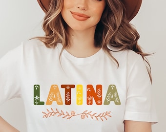 Camiseta con flores latinas/Camiseta étnica latina/Camiseta latina poderosa/Regalo para latinos/Camiseta latina contemporánea/Camiseta del mes de la herencia hispana