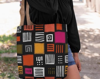 Mud Cloth Aesthetic Tote Bag | Afrocentric Reusable Bag