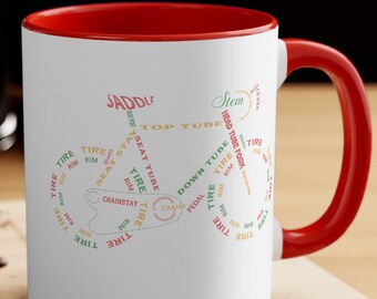 Bicycle Lover Coffee Mug| Gift for Cycling Enthusiast| Anatomy of a Bicycle Mug| Cyclist Gift| Cyclist Christmas Gift