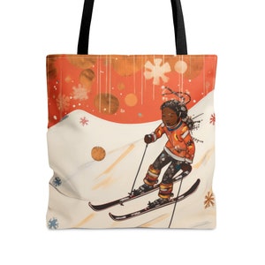 Minority Woman Skier Snowboarder Tote Bag| Brown Girl Skiing Snowboarding| Brown Girl Snow Sports| BIPOC Outdoors| Black Owned