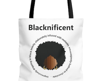 Bolso de mano con melanina negra y diseño de chica morena, bolso de afirmación de mujer negra, regalo para mujer negra, bolso reutilizable para hermana afroamericana, propiedad de negros